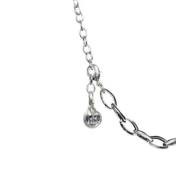 Dana Buchman Silver Tone Bib Necklace With Green Cabochons (6126) - Picture 7 of 8